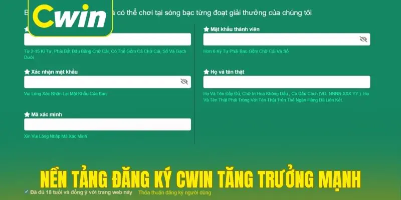 Nền tảng đăng ký Cwin tăng trưởng mạnh