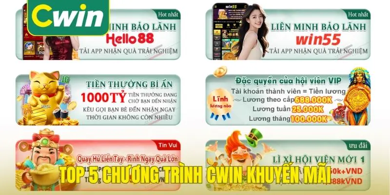 Top 5 chương trình Cwin khuyến mãi đến bạn